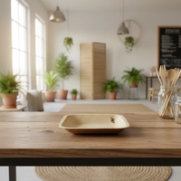 Bol carré moderne Shreeimpex de 4 pouces en feuille d'arec, naturel, biodégradable et écologique pour la restauration événementielle
