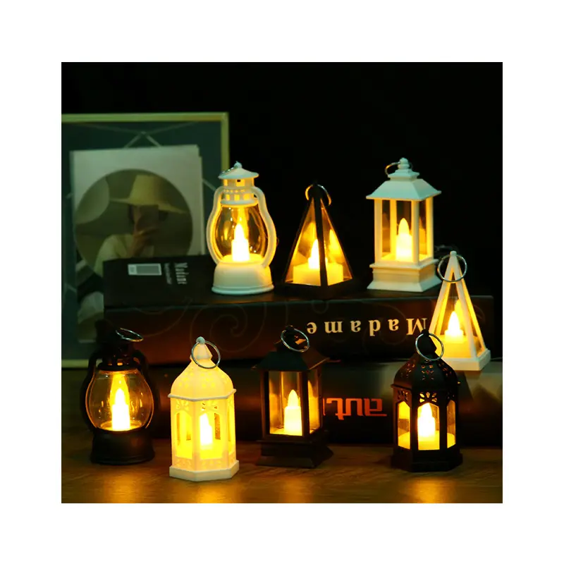 Lanterna a LED di nuova moda Mini lampada a candela in plastica a tema marocchino lanterne a candela appese in stile Vintage