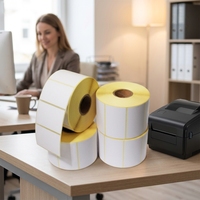 Rouleau d'étiquettes thermiques directes écologiques personnalisées de 50 mm x 30 mm, imperméables, autocollantes, pour codes-barres et étiquettes de prix pour la vente au détail
