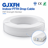Câble de branchement FTTH intérieur GJXFH avec renfort en PRV, G657A1 G657A2, 1, 2 ou 4 fibres, câble à fibre optique non métallique