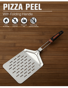 Pala per <span class=keywords><strong>Pizza</strong></span> <span class=keywords><strong>in</strong></span> Acciaio Inossidabile con Manico Pieghevole, Stampa a Trasferimento d'Acqua con Finitura Effetto Legno, Opzione Logo Personalizzato per Ristoranti - Product Image 3