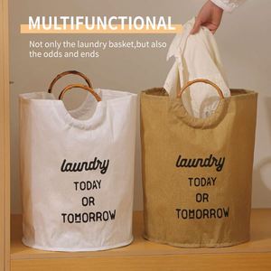 New <b>Large</b> Capacity Laundry Room Clothes Storage Basket Household Foldable Laundry <b>Hamper</b> Laundry Basket with Bamboo Handle - Product Image 6