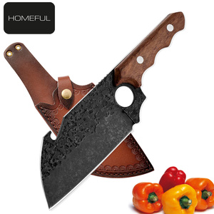 Couteau en acier inoxydable forgé de style viking 5Cr15 MoV, ambidextre, manche en bois de rose, ensemble de <span class=keywords><strong>quatre</strong></span> pièces pour la cuisine, le boucher, l'extérieur - Product Image 2