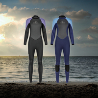 DIVE&SAIL Combinaison de plongée pour femme en néoprène 3mm 220g anti-UV sans coutures, chaude, motif peau de requin sur la poitrine, col rond, manches longues, dos intégral