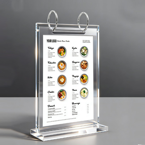 Support publicitaire écologique personnalisé en acrylique en forme de T avec dos incliné pour la restauration et l'industrie agroalimentaire – Présentoir de <span class=keywords><strong>table</strong></span> pour cartes - Product Image 1