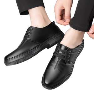 Chaussures décontractées pour hommes en cuir à lacets, bout rond, respirantes, style printemps, semelle plate, type bateau - Product Image 5