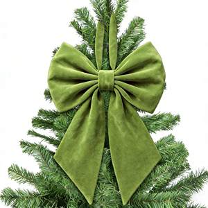 Large Christmas Bow Ornament Velvet Giant Wreath Bows <b>Xmas</b> Tree Topper Hanging Bows for Christmas Home Wall <b>Outdoor</b> - Product Image 1