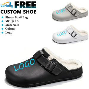 Sandales plates en paille Oxford personnalisées avec logo imprimé, fourrure en coton, style Birkenstock, imperméables, pour homme, en stock - Product Image 1