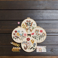 Kit de broderie au point de croix pour débutants Erzheng EZ1067, motif floral, fait main, base en coton et plastique, pour travaux d'aiguille à domicile