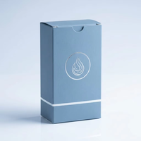 Boîte en carton bleu poussière pour soins de la peau, à fermeture droite, avec logo en feuille d'argent, emballage cosmétique de luxe personnalisé pour sérum et crème