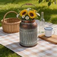 VintageMetal fer galvanisé lait peut eau peut usine vente en gros fleurs Vases pour jardin ferme conteneur cadeau emballage