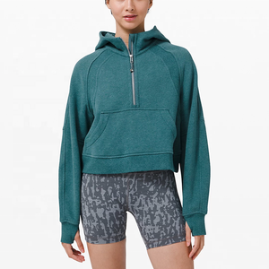 Fábrica de Oem de liso de la mujer jersey de manga larga de las mujeres logotipo mitad <span class=keywords><strong>sudaderas</strong></span> con cremallera - Product Image 6