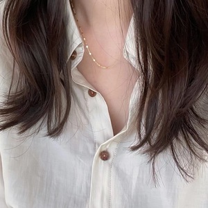 Wish Jewelry Venta caliente chapado en oro de longitud corta lentejuelas redondas collar de cadena de plata esterlina 925 para mujer - Product Image 4