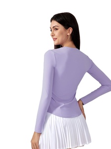 Mode manches longues t-<span class=keywords><strong>shirt</strong></span> nu sentiment Yoga haut Fitness costume haut automne séchage rapide femmes course veste de <span class=keywords><strong>sport</strong></span> - Product Image 3