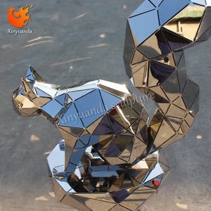 Patung tupai geometris dipoles baja tahan karat instalasi seni Plaza komersial luar ruangan ornamen berdiri lantai besar - Product Image 5