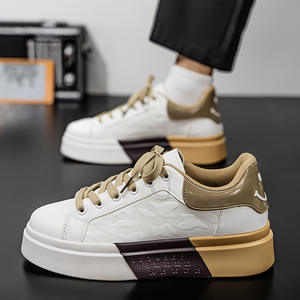 Zapatillas Blancas de Hombre Modernas e Informales para Primavera/Otoño, Transpirables, con Suela de Goma Gruesa, con Cordones, que Aumentan la Altura, con Puntera Redonda - Product Image 3