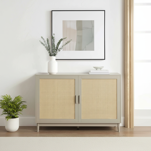 <span class=keywords><strong>Mueble</strong></span> de Almacenamiento Moderno para Sala de Estar con Puerta de Ratán Gris, Aparador de Madera para el Hogar, <span class=keywords><strong>Mueble</strong></span> de Almacenamiento de Gran Capacidad - Product Image 1