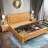 Meubles de chambre à coucher en bois massif Offre Spéciale noyer rangement multifonctionnel meubles de lit double mis en place-lits rembourrés avec armoire