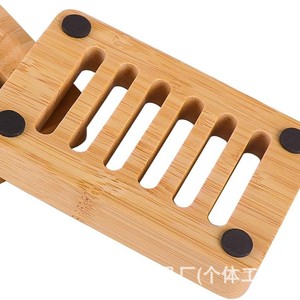 <b>Bamboo</b> <b>Soap</b> <b>Dish</b> Rectangular Single Layer Suction Cup Drainable Wooden <b>Soap</b> Holder For Bathroom Home Hotel Toilet - Product Image 1