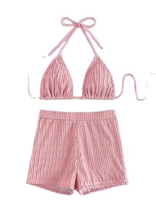 HANO 2023 New Summer 10 Colors Breathable Beachwear Bra Tops and <strong>Shorts</strong> Two Piece Sets Swimwear <strong>Women</strong> Bikini <strong>Swimsuit</strong> Set - Product Image 4