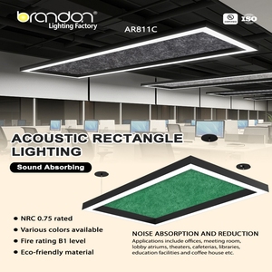Brandon thương mại Acoustic tuyến tính đèn designable Shape LED luminaire văn phòng chiếu sáng giảm tiếng ồn pendent đèn với ống kính - Product Image 5