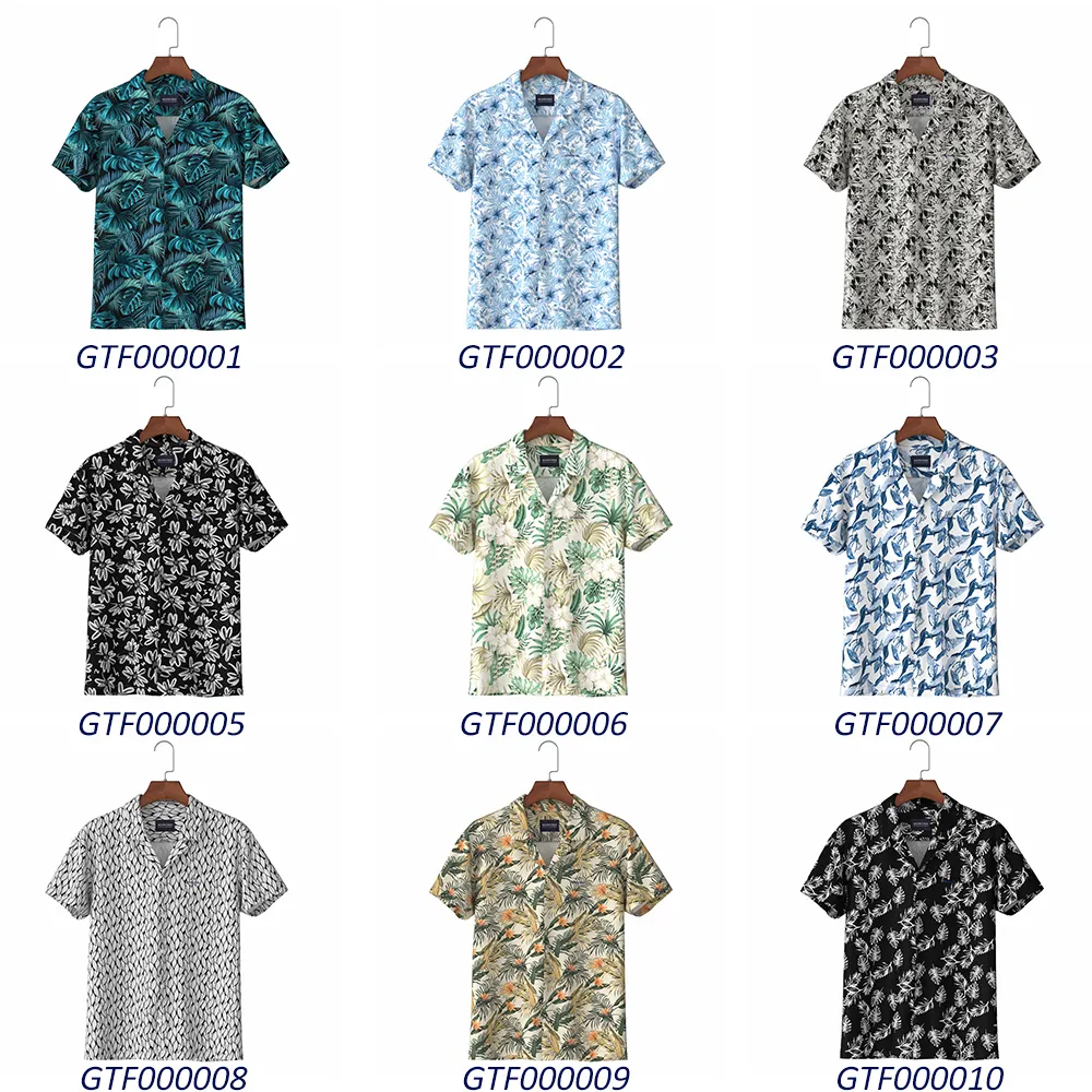 Nova coleção de camisas masculinas de aloha em 100% algodão, com baixo min & entrega rápida, camisa de impressão para homens