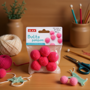 Pompon in Lana Fucsia 3.0Cm per Decorazioni Artigianali - Product Image 3