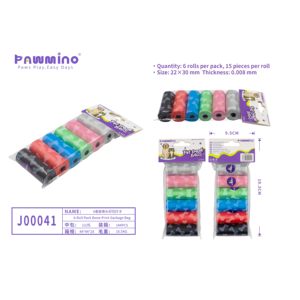 Bolsas para excrementos de mascotas, 6 rollos, biodegradables, compostables, a prueba de fugas, ecológicas, para perros, gatos, paseos al aire libre, estilo simple, de plástico - Product Image 1