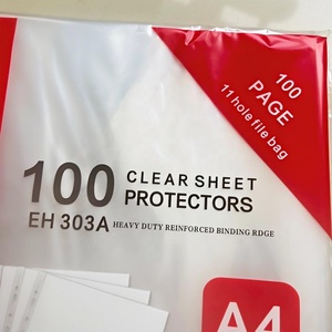 Bonne qualité 80 microns 234x303 étanche Surface lisse Transparent couleur claire A4 taille 11 trous protecteurs de feuille - Product Image 5