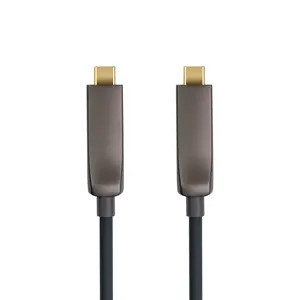 USB 3.2 Type-C to Type-C Video Cable Fiber Optic Transmits Gray Plated Connectors AOC USB Cable