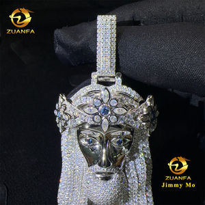Ensemble de bijoux Hip Hop Iced Out de luxe personnalisé au design unique, plaqué rhodium, GRA, en argent 925, avec pendentif Jésus en Moissanite <span class=keywords><strong>et</strong></span> chaîne Infini - Product Image 4