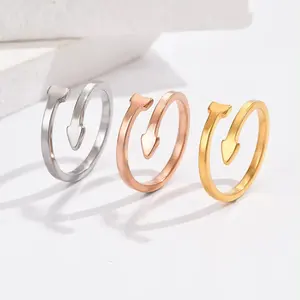 Stainless Steel Fashion Summer Plated 18K Gold Toe Rings Arrow Geometric Open Adjustable Women's foot Toe Rings