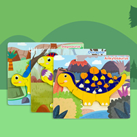 Puzzle Kayu Wincent Stegosaurus Dinosaurus Montessori Mainan Edukasi Anak Belajar Perkembangan Dini Mencocokkan Bentuk