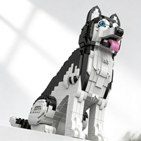 Jouet de construction OEM en gros, modèle Husky Sibérien en ABS, blocs de construction éducatifs créatifs de haute qualité pour enfants, assemblage amusant