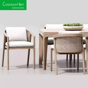 أثاث من خشب الساج عالي الجودة بتصميم خشبي مع وسائد مقاومة للماء، كرسي طعام خشبي للحدائق، أثاث خارجي من خشب الساج - Product Image 5