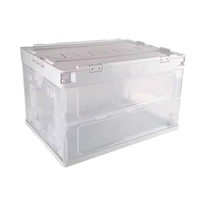 Grandes caisses de rangement en plastique pliable blanc clair pour fruits Boîte empilable noire Panier à linge pliable Boîte de rangement pliable