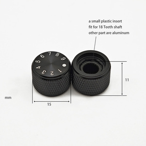 Perilla de tapa de Control de interruptor de potenciómetro de eje moleteado de aluminio negro de 15mm de diámetro 6MM 18T con marcado de números en la parte superior - Product Image 2
