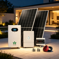 Kit solaire hybride résidentiel standard UE, panneaux solaires complets avec onduleur, câbles, batterie au lithium-fer sur roues