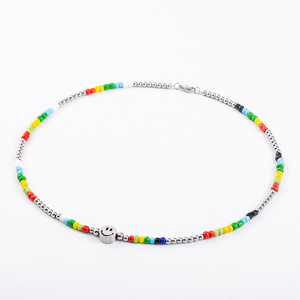 สร้อยคอหน้ายิ้มประดับลูกปัดสีรุ้งสไตล์ญี่ปุ่นเกาหลีสำหรับผู้หญิงเครื่องประดับแฟชั่น - Product Image 1