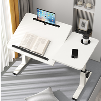 Bureau d'ordinateur simple Bjflamingo, table de lit, petite table, table d'étude pour étudiants, table de chambre à coucher, bureau réglable en hauteur
