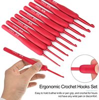 Ensemble de crochets à poignée douce rouge, ensemble de crochets en aluminium Tpr à aiguilles tissées à la main, bricolage, vente en gros