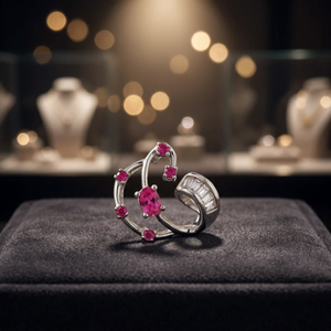 Bague élégante pour femme en argent 925 Art Palace avec saphir ovale et diamants baguette effilés sertis à griffes - Product Image 4