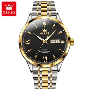 OLEVS 9956 nouvelle montre entièrement automatique en acier inoxydable étanche montres mécaniques affaires Simple <span class=keywords><strong>Double</strong></span> calendrier hommes poignet - Product Image 1