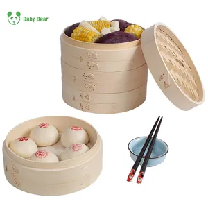 Chinese Wholesale Factory Direct Selling Bamboo Steamer High Quality Kitchen Dumplings Buns Dessert Bamboo Steamer with Lid