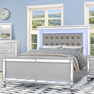 Cómoda Gris con Luces LED y Espejo - Cómoda de Dormitorio con Textura de Cocodrilo, Mueble de Almacenamiento Contemporáneo de Lujo - Product Image 3