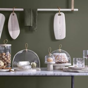 Assiette à gâteau en bois minimaliste et couvercle de gâteau en verre faits à la main en gros - Product Image 6