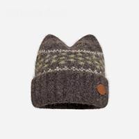 Bonnet en laine tricoté personnalisé avec logo chat mignon, bonnet d'hiver chaud en mélange de laine jacquard pour femme
