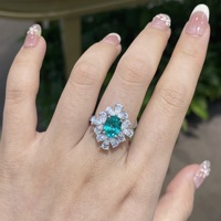Gemischter Schliff Halo Oval Labor-gezüchteter Paraiba Turmalin Statement-Ring S925 Silber Rhodiniert Edelstein-Schmuck für luxuriöse Urlaubstage