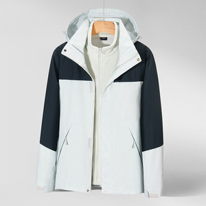 Windbreaker <b>Jacket</b> With Inner Liner Color Block Hooded Winter Workwear Spruce Green - Product Image 4