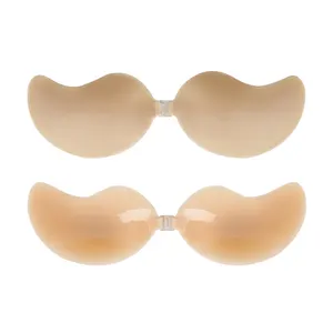 XW057 Push Up Mango Shape Thin Adhesive Invisible Strapless Reusable Free Bra Silicone Sticky Bra